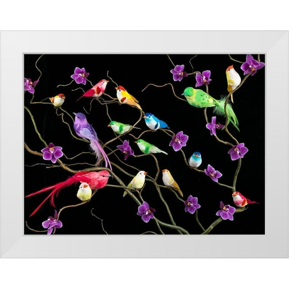 Frank, Assaf 14x12 White Modern Wood Framed Museum Art Print Titled - Fake birds on branches