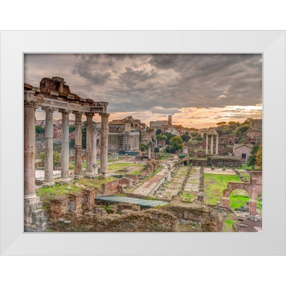 Frank, Assaf 14x12 White Modern Wood Framed Museum Art Print Titled - Ruins of the Roman Forum, Rome, Italy