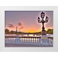 thumbnail image 1 of Frank, Assaf 14x12 White Modern Wood Framed Museum Art Print Titled - Street light on a bridge with Eiffel Tower in bakcground, Paris, France, 1 of 4