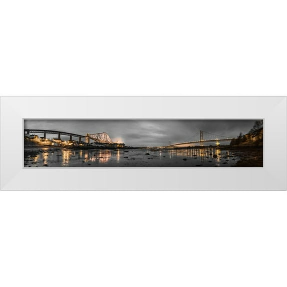 Frank, Assaf 14x6 White Modern Wood Framed Museum Art Print Titled - AF20150307 Forth Bridge 1562PC12