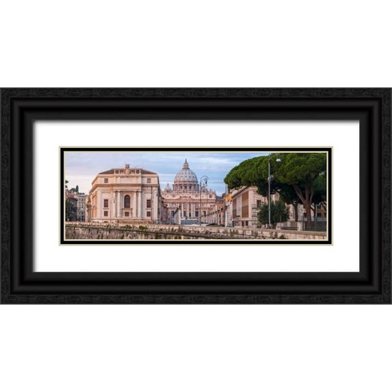Frank, Assaf 14x7 Black Ornate Wood Framed with Double Matting Museum Art Print Titled - St. Peters Basilica, Rome, Italy