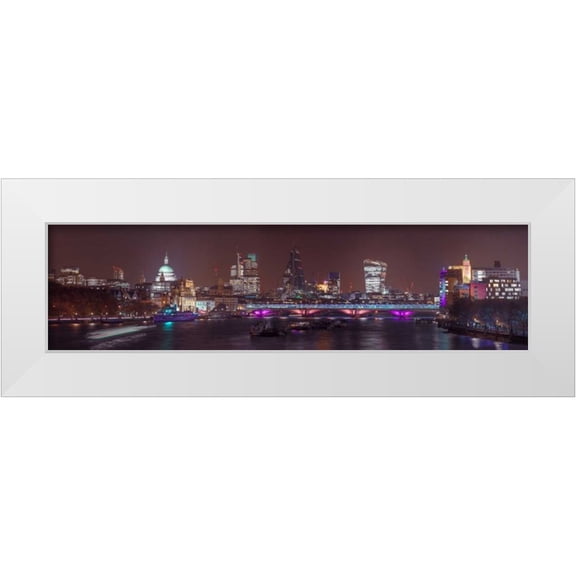 Frank, Assaf 14x7 White Modern Wood Framed Museum Art Print Titled - Panoramic view of London skyline