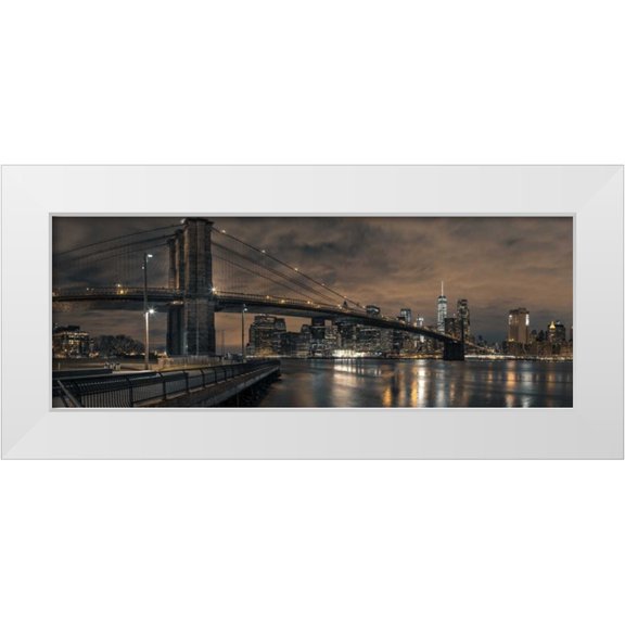 Frank, Assaf 14x8 White Modern Wood Framed Museum Art Print Titled - Brooklyn bridge over East river, New York