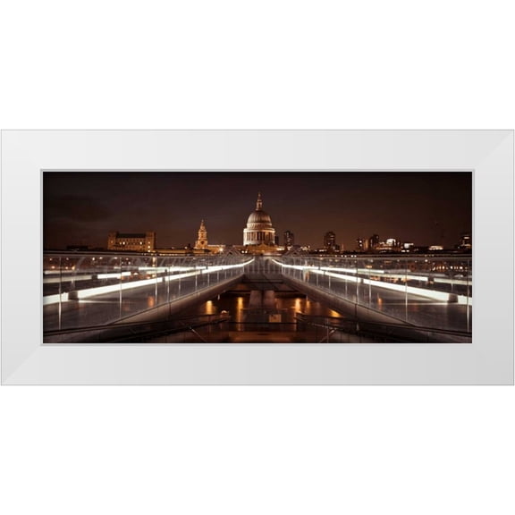 Frank, Assaf 14x8 White Modern Wood Framed Museum Art Print Titled - St Pauls Cathedral from millennium bridge