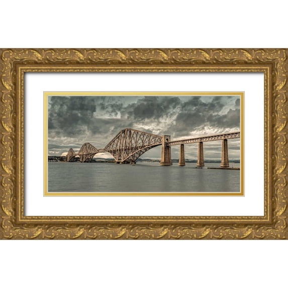 Frank, Assaf 14x9 Gold Ornate Wood Framed with Double Matting Museum Art Print Titled - AF20121003 Forth Bridge 073XC07