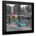 thumbnail image 1 of Frank, Assaf 15x15 Black Modern Framed Museum Art Print Titled - Bicycle with bunch of roses on bridge-Amsterdam, 1 of 5