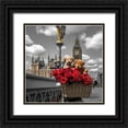 thumbnail image 1 of Frank, Assaf 15x15 Black Ornate Wood Framed with Double Matting Museum Art Print Titled - Bicycle with bunch of flowers on Westminster Bridge, London, UK, 1 of 4