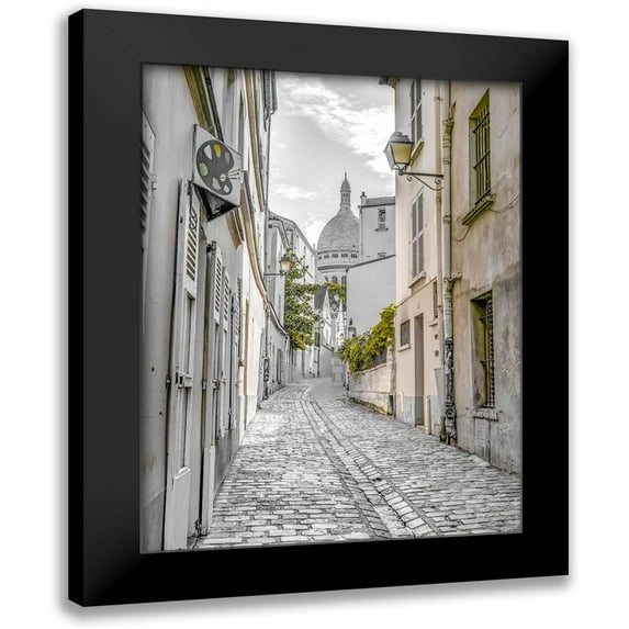 Frank, Assaf 15x18 Black Modern Framed Museum Art Print Titled - Cobbled Street-Montmartre-Paris