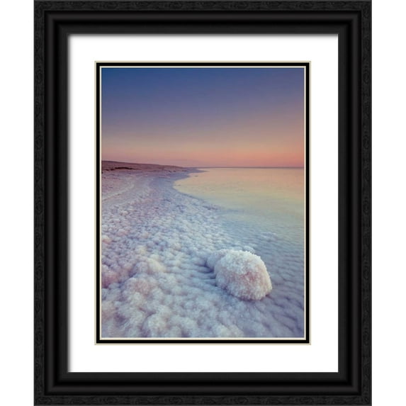 Frank, Assaf 15x18 Black Ornate Wood Framed with Double Matting Museum Art Print Titled - Dead sea shore at dusk, Israel