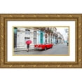 thumbnail image 1 of Frank, Assaf 18x11 Gold Ornate Wood Framed with Double Matting Museum Art Print Titled - Woman with red umbrella by a vintage car on the street of Havana, Cuba, FTBR 1851, 1 of 4