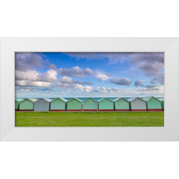 Frank, Assaf 18x11 White Modern Wood Framed Museum Art Print Titled - Beach huts in a row