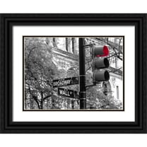 Frank, Assaf 18x14 Black Ornate Wood Framed with Double Matting Museum Art Print Titled - Traffic lights with street signs - New York City