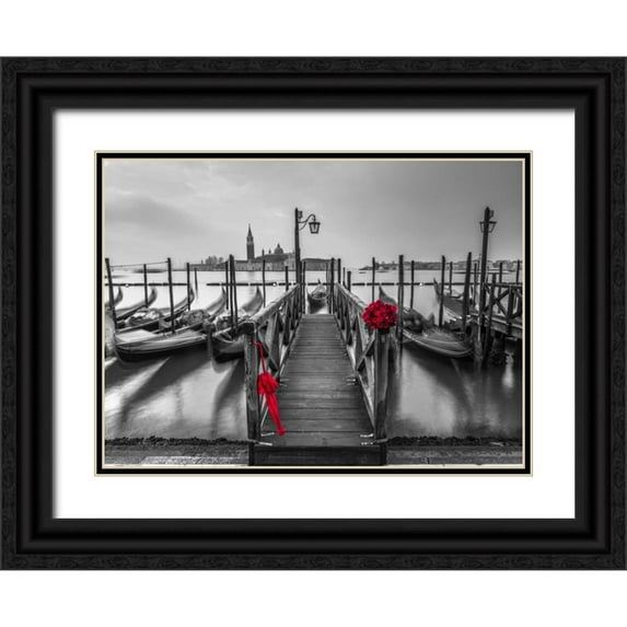 Frank, Assaf 18x14 Black Ornate Wood Framed with Double Matting Museum Art Print Titled - Umbrella in Doges Palace archway, Venice, Italy