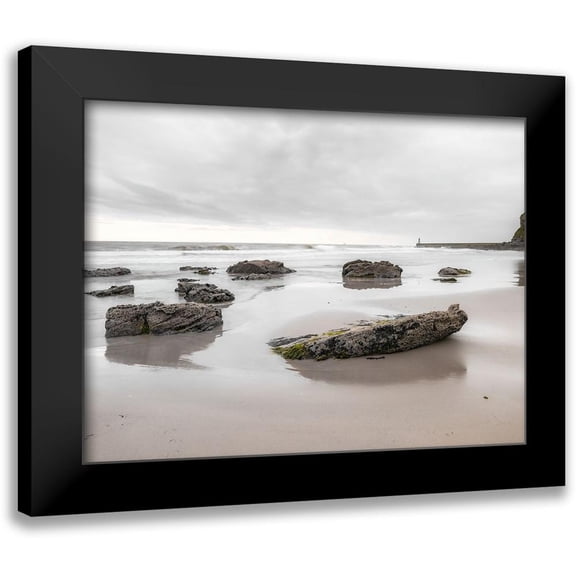 Frank, Assaf 18x15 Black Modern Framed Museum Art Print Titled - Rocks on a sandy beach