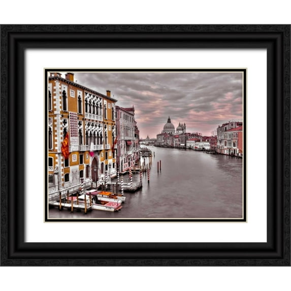 Frank, Assaf 18x15 Black Ornate Wood Framed with Double Matting Museum Art Print Titled - Cityscape and grand canal, Venice, Italy