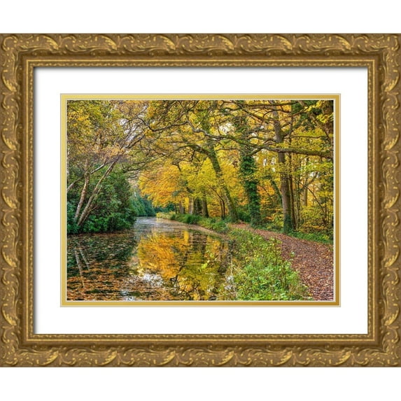 Frank, Assaf 18x15 Gold Ornate Wood Framed with Double Matting Museum Art Print Titled - Canal through a forest
