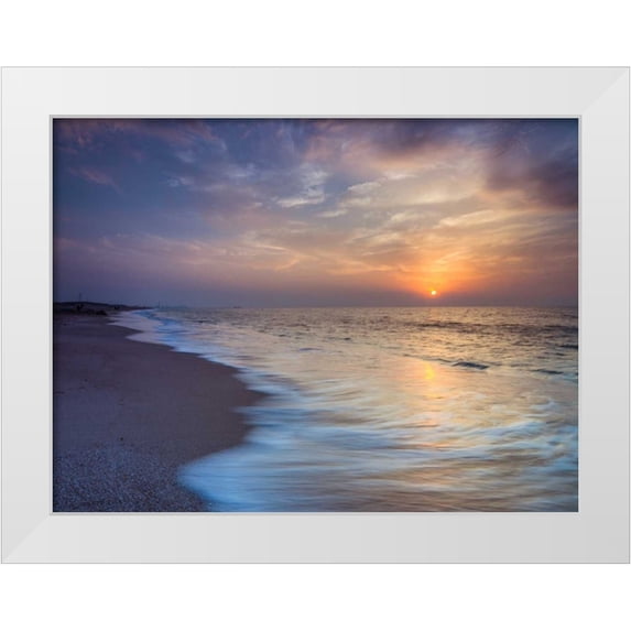 Frank, Assaf 18x15 White Modern Wood Framed Museum Art Print Titled - Evening view of beautiful beach in Israel