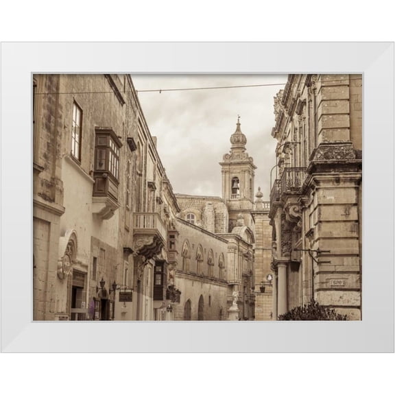 Frank, Assaf 18x15 White Modern Wood Framed Museum Art Print Titled - Old buildings in Mdina, Malta