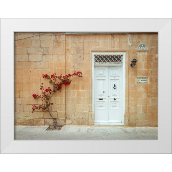 Frank, Assaf 18x15 White Modern Wood Framed Museum Art Print Titled - Old wooden door on house in Mdina, Malta