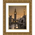 thumbnail image 1 of Frank, Assaf 19x24 Gold Ornate Wood Framed with Double Matting Museum Art Print Titled - Westminster bridge and Big Ben from Thames promenade, London, UK, 1 of 4