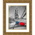 thumbnail image 1 of Frank, Assaf 19x24 Gold Ornate Wood Framed with Double Matting Museum Art Print Titled - Colorful umbrellas on Tower bridge, London, UK, 1 of 4