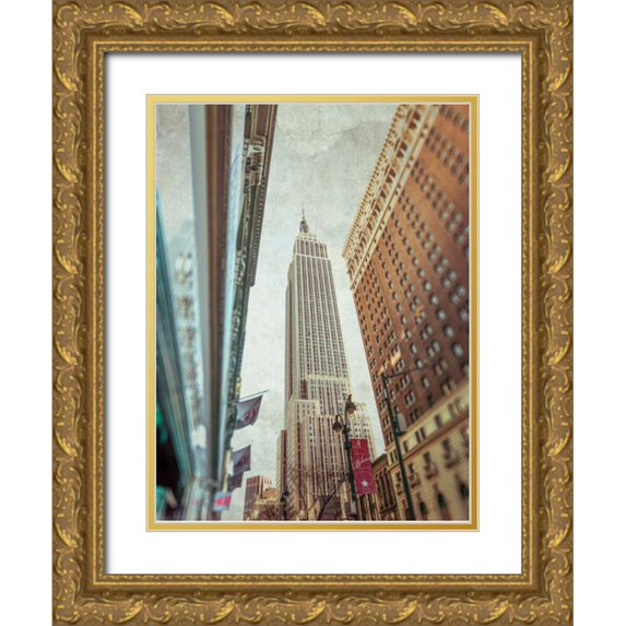 Frank, Assaf 19x24 Gold Ornate Wood Framed with Double Matting Museum Art Print Titled - Low angle shot of a Empire State building - New York