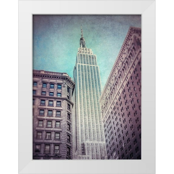 Frank, Assaf 19x24 White Modern Wood Framed Museum Art Print Titled - Low angle shot of a Empire State building - New York