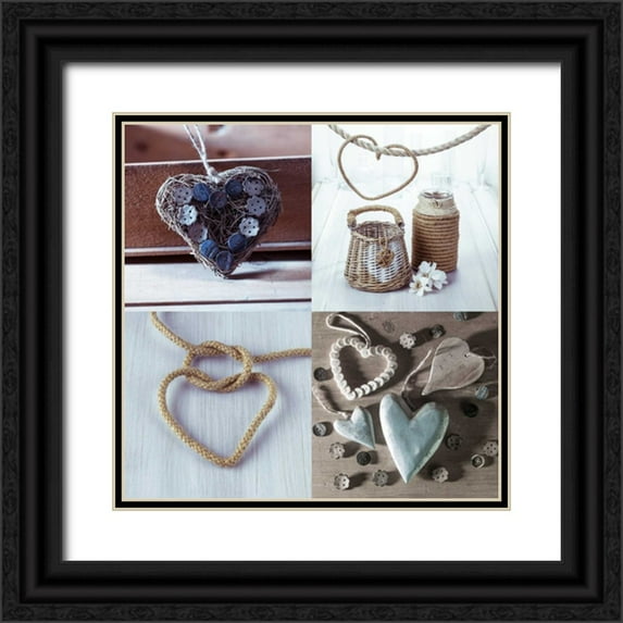 Frank, Assaf 20x20 Black Ornate Wood Framed with Double Matting Museum Art Print Titled - Collage of different hearts