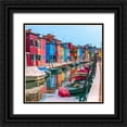 thumbnail image 1 of Frank, Assaf 20x20 Black Ornate Wood Framed with Double Matting Museum Art Print Titled - Multi-Coloured houses next to a canal, Burano, Italy, 1 of 4
