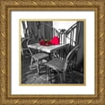 thumbnail image 1 of Frank, Assaf 20x20 Gold Ornate Wood Framed with Double Matting Museum Art Print Titled - Bunch of roses on a table with heart shapped gift box, 1 of 4