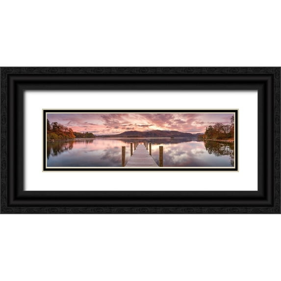 Frank, Assaf 24x10 Black Ornate Wood Framed with Double Matting Museum Art Print Titled - Derwentwater pier