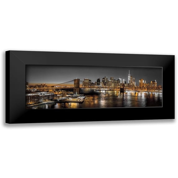 Frank, Assaf 24x11 Black Modern Framed Museum Art Print Titled - New York Panoramic