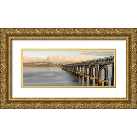 Frank, Assaf 24x12 Gold Ornate Wood Framed with Double Matting Museum Art Print Titled - Tay Rail Bridge-Dundee-Scotland