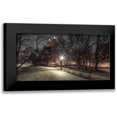 thumbnail image 1 of Frank, Assaf 24x14 Black Modern Framed Museum Art Print Titled - Path in cental park at night, winter, snow, New York., 1 of 5