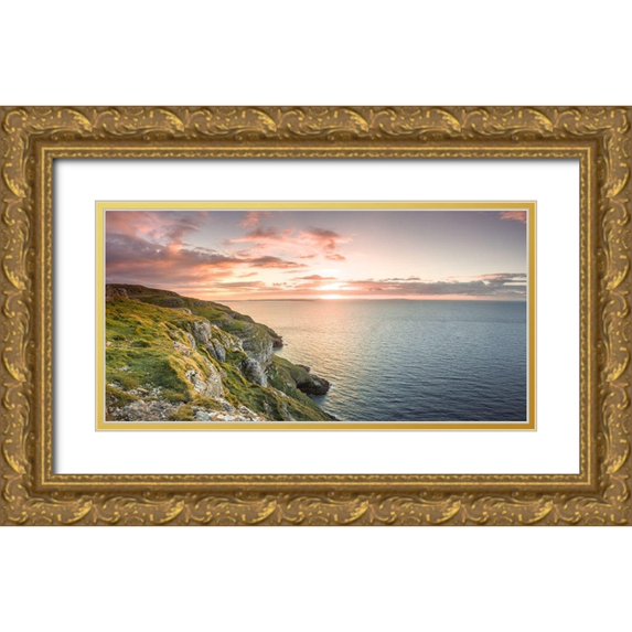 Frank, Assaf 24x14 Gold Ornate Wood Framed with Double Matting Museum Art Print Titled - Sunset-Great Orme-North Wales