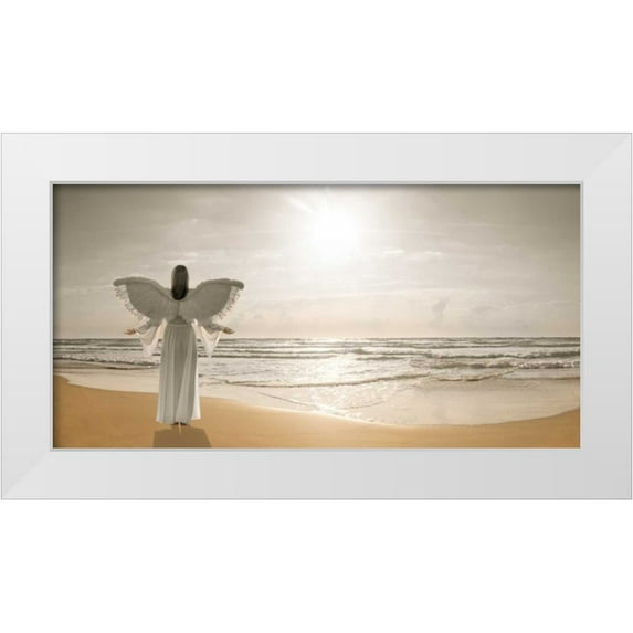 Frank, Assaf 24x14 White Modern Wood Framed Museum Art Print Titled - Angle on a beautiful beach