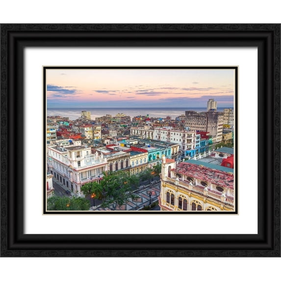 Frank, Assaf 24x19 Black Ornate Wood Framed with Double Matting Museum Art Print Titled - Havana from above