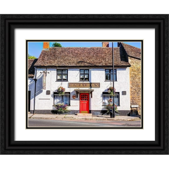 Frank, Assaf 24x19 Black Ornate Wood Framed with Double Matting Museum Art Print Titled - Old pub in Malmesbury