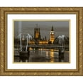 thumbnail image 1 of Frank, Assaf 24x19 Gold Ornate Wood Framed with Double Matting Museum Art Print Titled - Evening view of Golden Jubilee over River Thames with Westminster Abby, 1 of 4