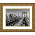 thumbnail image 1 of Frank, Assaf 24x19 Gold Ornate Wood Framed with Double Matting Museum Art Print Titled - View from Brooklyn bridge with New York skyline in background, 1 of 4