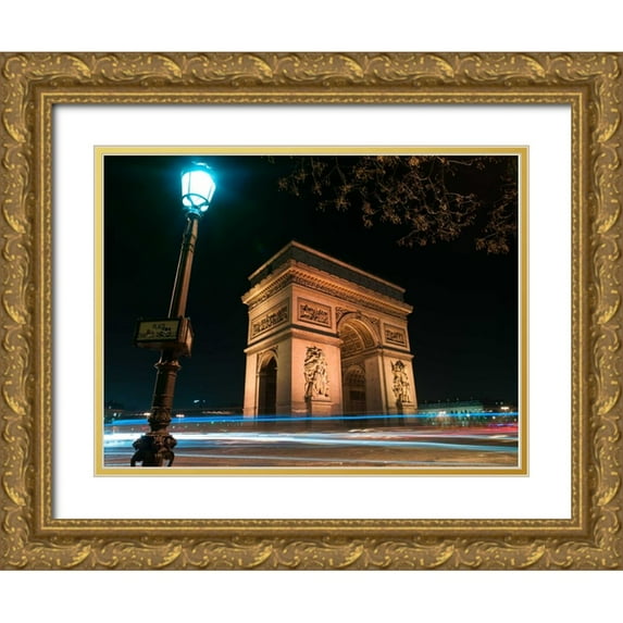Frank, Assaf 24x19 Gold Ornate Wood Framed with Double Matting Museum Art Print Titled - Arc de Triomphe, Paris, France