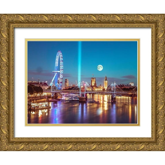 Frank, Assaf 24x19 Gold Ornate Wood Framed with Double Matting Museum Art Print Titled - Westminster Abby-London