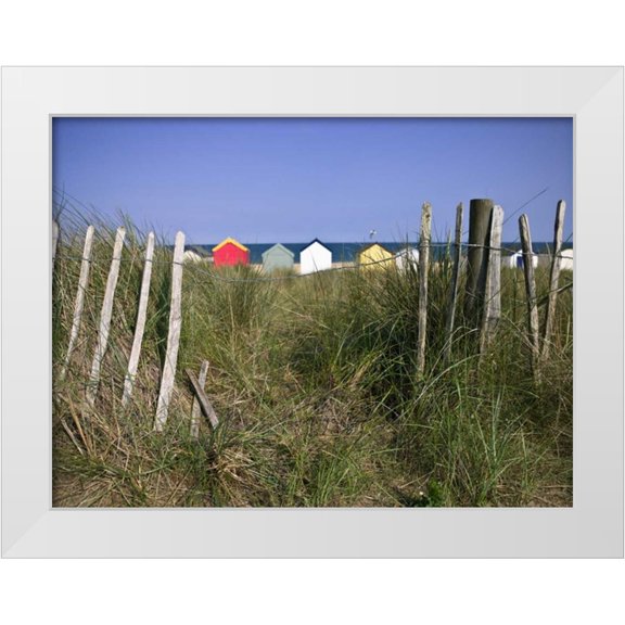 Frank, Assaf 24x19 White Modern Wood Framed Museum Art Print Titled - Beach huts in a row