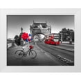 thumbnail image 1 of Frank, Assaf 24x19 White Modern Wood Framed Museum Art Print Titled - Colorful balloons and bunch of roses on a bicycle at Tower bridge, London, UK, 1 of 4