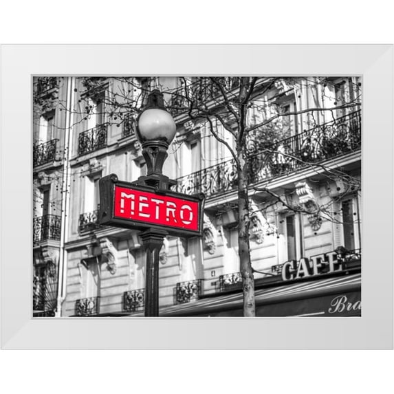 Frank, Assaf 24x19 White Modern Wood Framed Museum Art Print Titled - Paris Metro sign