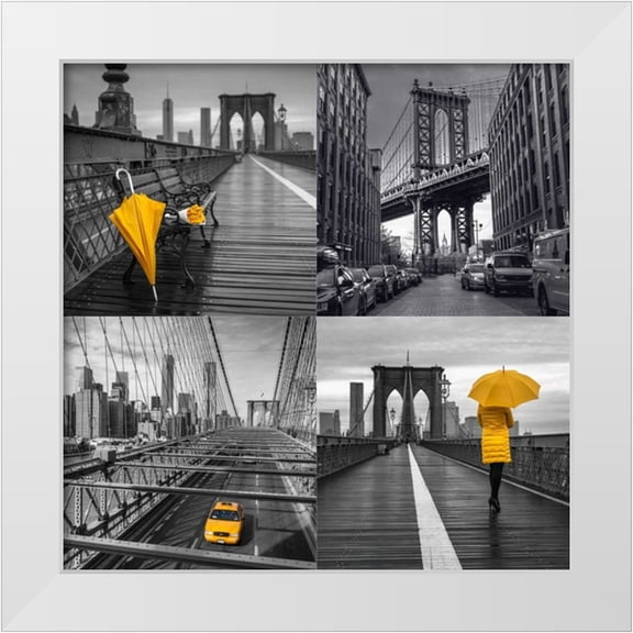 Frank, Assaf 26x26 White Modern Wood Framed Museum Art Print Titled - Collage of famous places in New York city