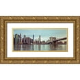 thumbnail image 1 of Frank, Assaf 32x15 Gold Ornate Wood Framed with Double Matting Museum Art Print Titled - Lower Manhattan skyline with Brooklyn Bridge, New York, 1 of 4