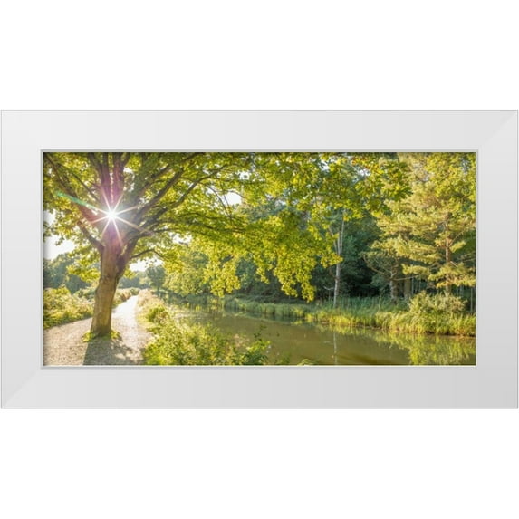 Frank, Assaf 32x18 White Modern Wood Framed Museum Art Print Titled - Basingstoke canal in countryside, UK