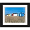 thumbnail image 1 of Frank, Assaf 32x25 Black Ornate Wood Framed with Double Matting Museum Art Print Titled - Beach huts in a row at sunrise, 1 of 4