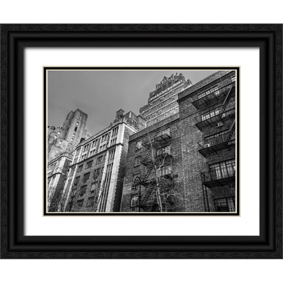 Frank, Assaf 32x25 Black Ornate Wood Framed with Double Matting Museum Art Print Titled - Residence buildings in Manhattan, New York City